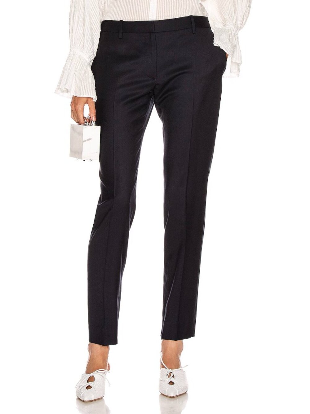 Nili Lotan "Leo" Cigarette Pants in Navy, size 0
